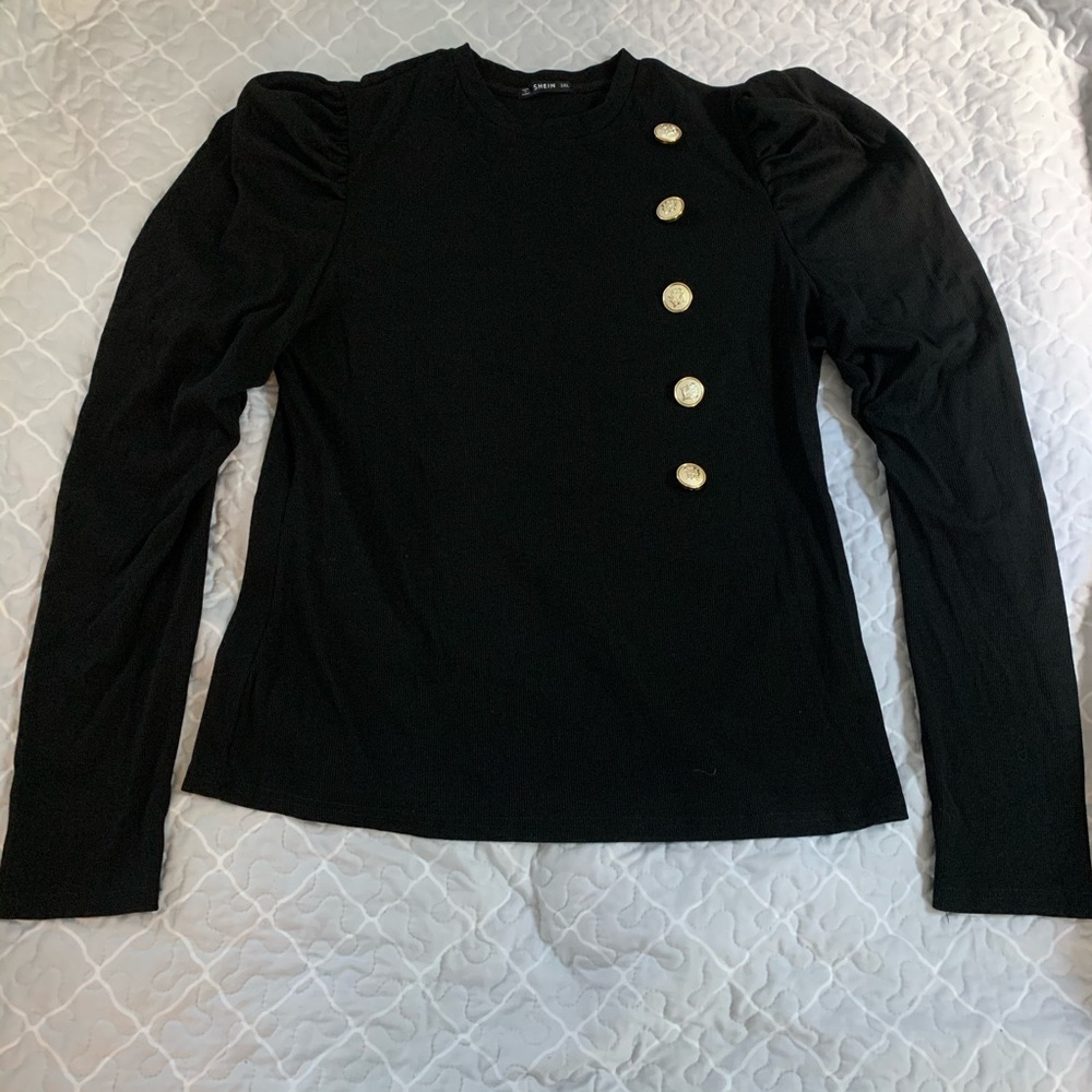 SHEIN Plus Sized Blouse w/ Puffed Sleeves